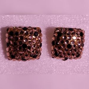 Suzanne Bjontegard ☆Luxe Vintage☆ Gold Plated Square Rhinestone Clip-On's
